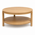 Runder Couchtisch Eiche Natur mit Ablage 80x80x42 cm