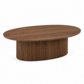 Ovaler Couchtisch Walnuss mit gerippter Basis 110x60x38 cm