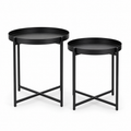 Set aus zwei Beistelltischen Schwarz Metall 50x50x52 cm