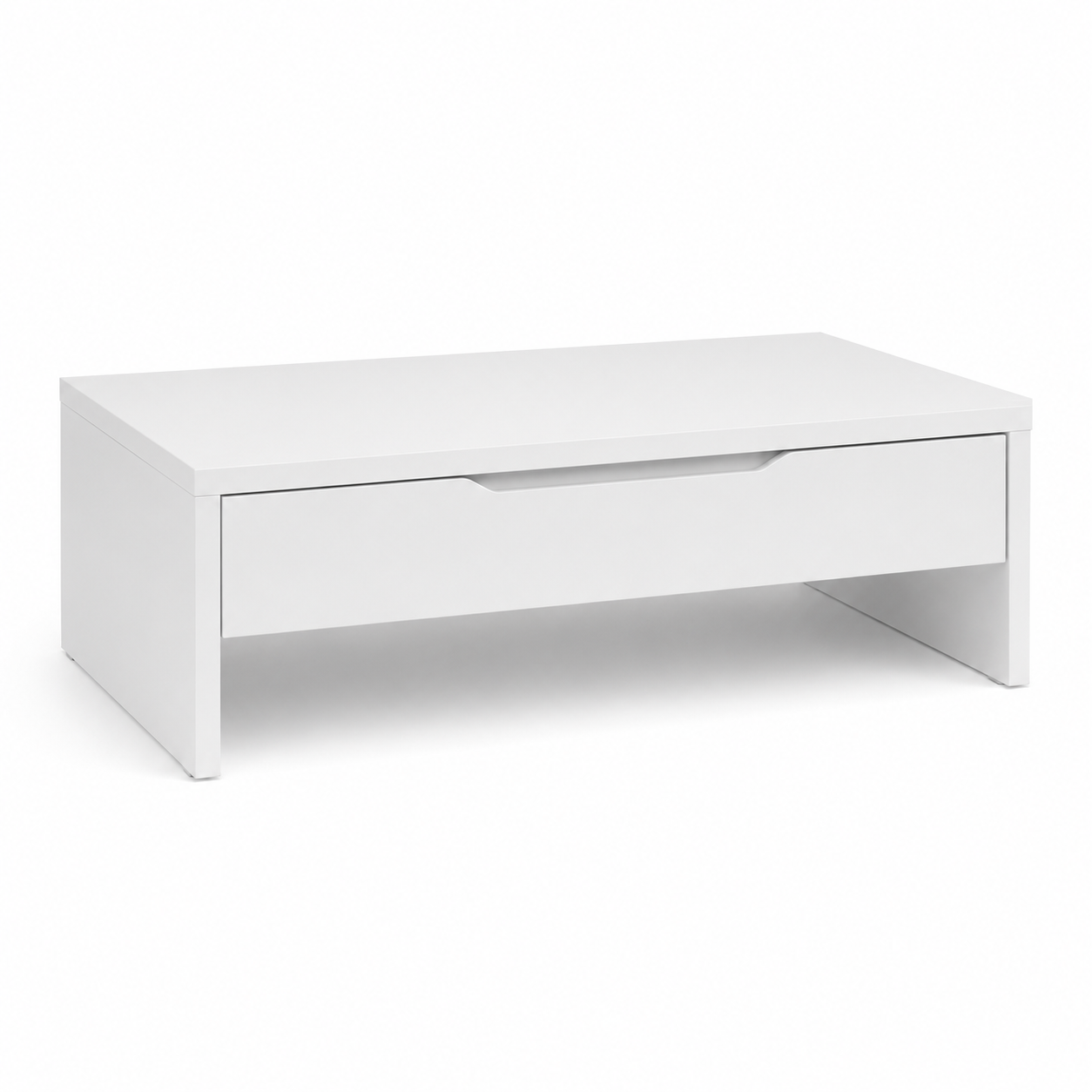 Rechteckiger Couchtisch Weiß matt mit Schublade 100x55x40 cm