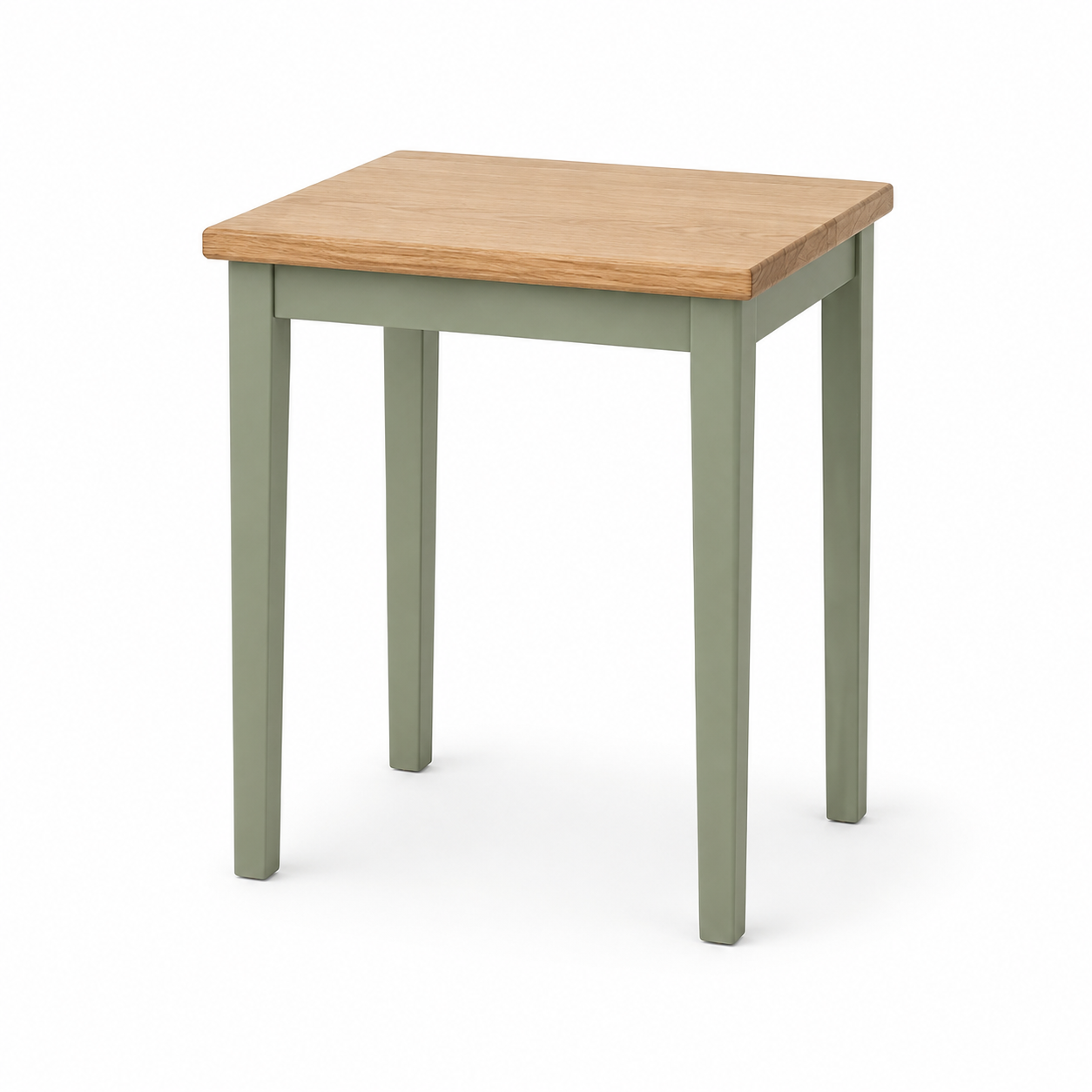 Skandinavischer Beistelltisch Salbeigrün mit Holzplatte 45x45x55 cm