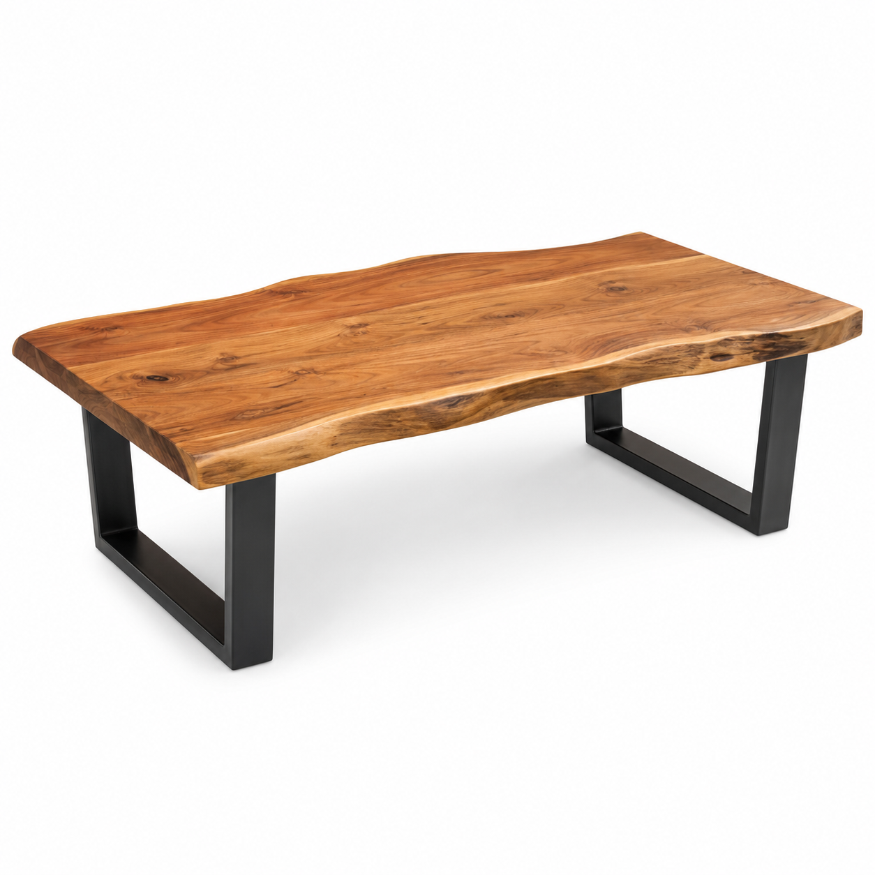 Massivholz Couchtisch Akazie mit Baumkante 115x65x40 cm
