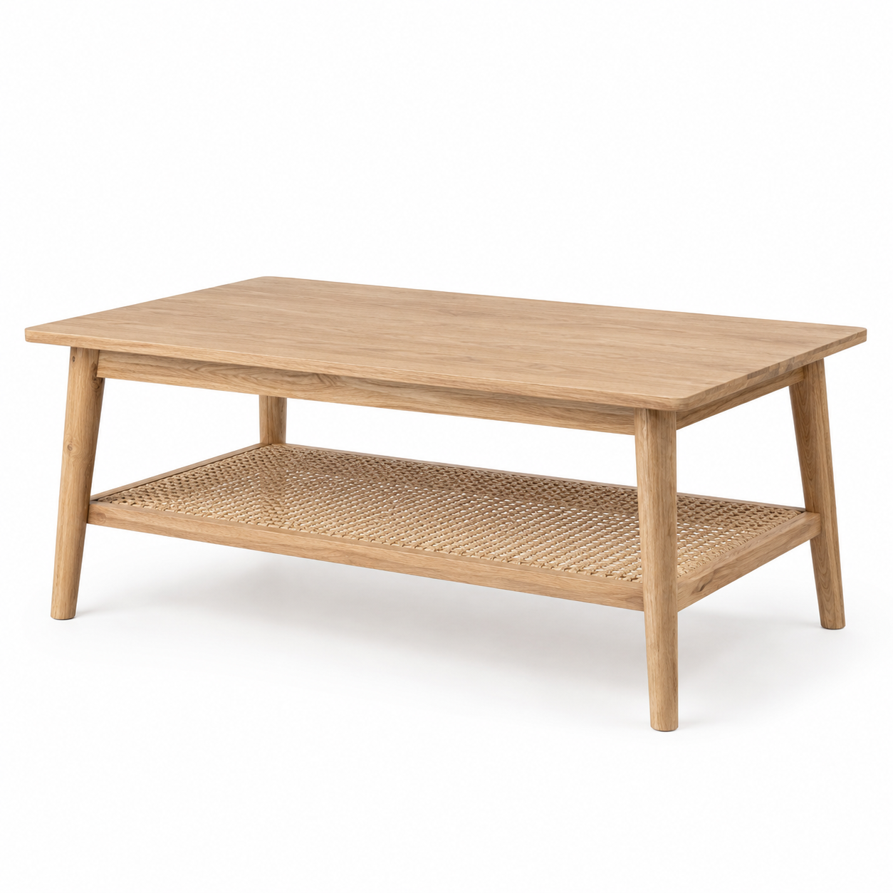 Couchtisch mit Rattanablage Natur 95x55x42 cm