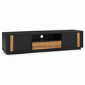 Niedriges Medienboard Schwarz mit Holzdetails 150x38x40 cm