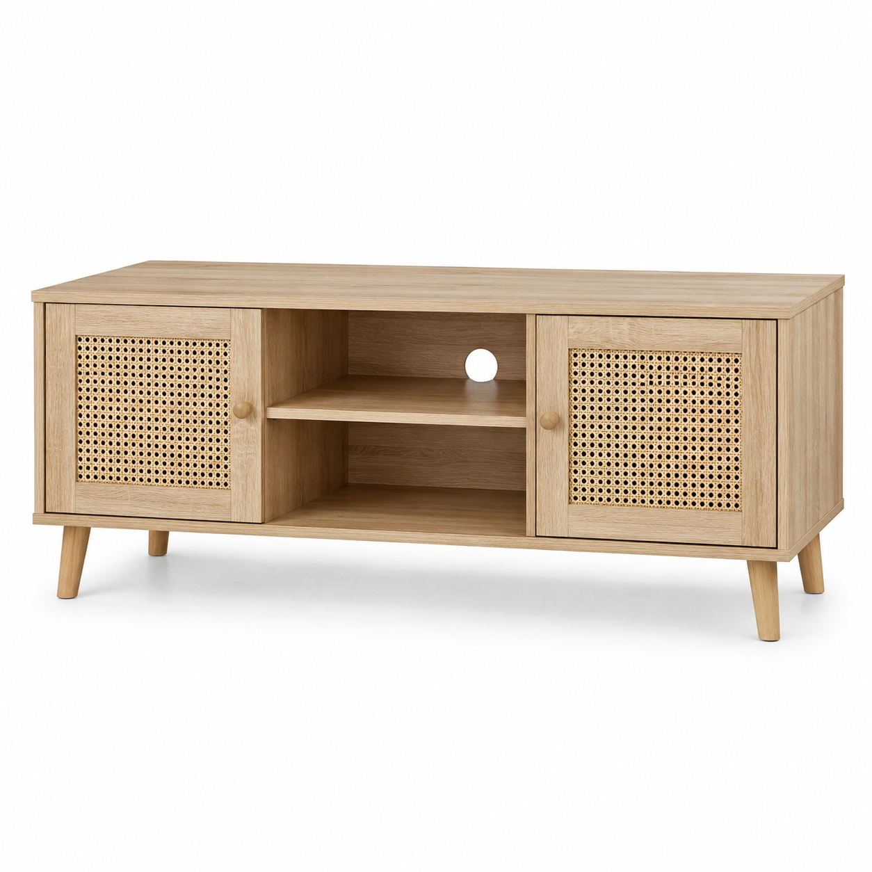 Kompaktes TV-Board Rattanoptik Natur 120x38x45 cm