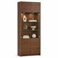 Wohnzimmer Vitrine Walnuss mit Glasanteil 80x38x160 cm