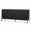 Sideboard Schwarz Eiche mit Metallbeinen 140x40x75 cm
