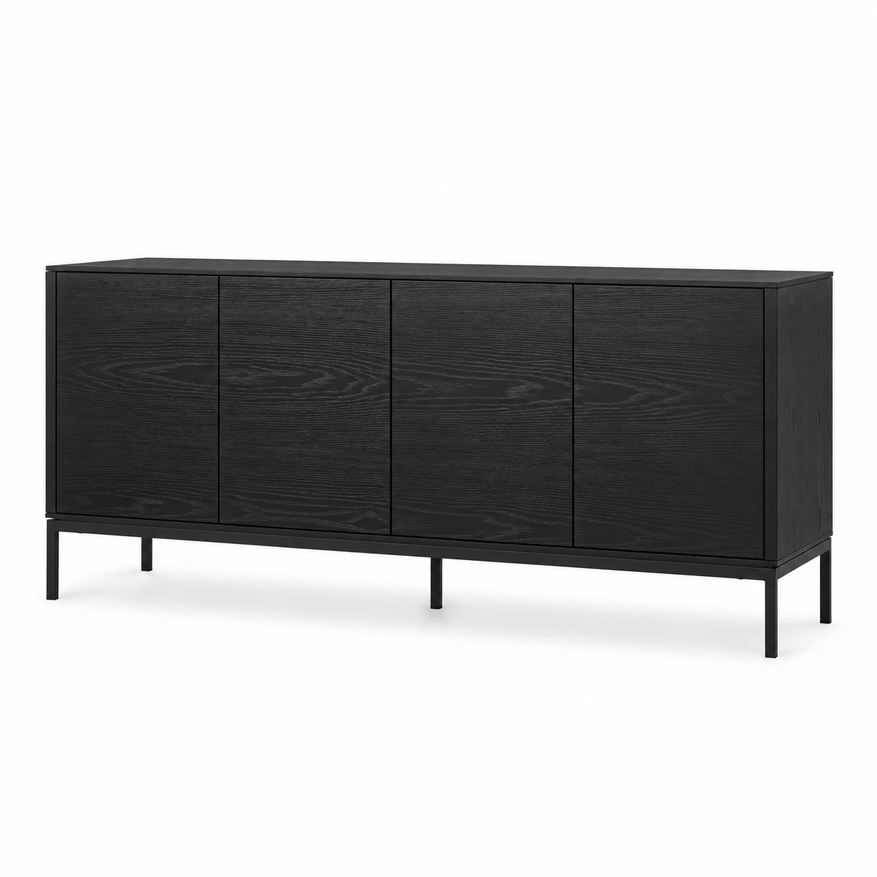 Sideboard Schwarz Eiche mit Metallbeinen 140x40x75 cm