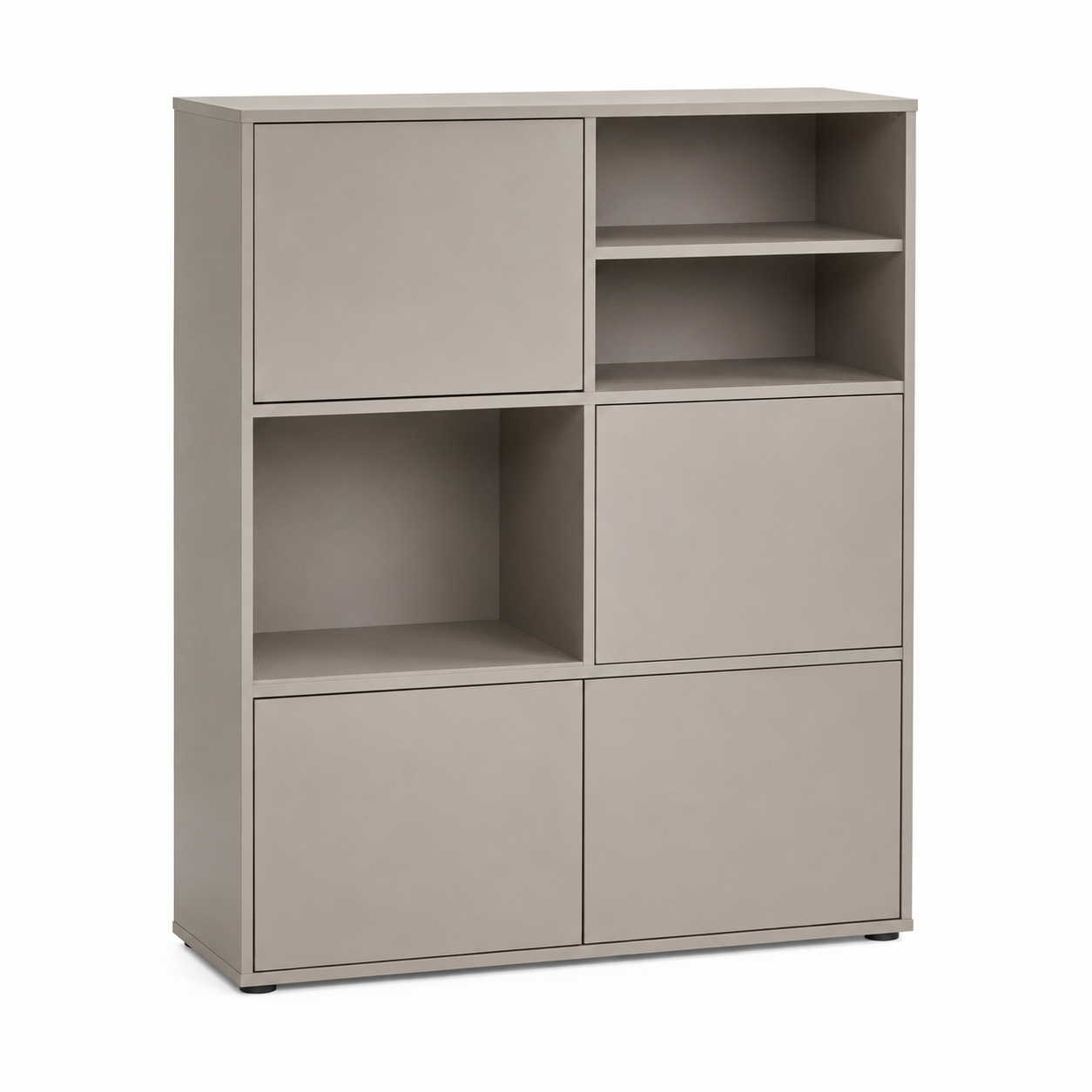Highboard Greige mit offenen Nischen 110x40x130 cm